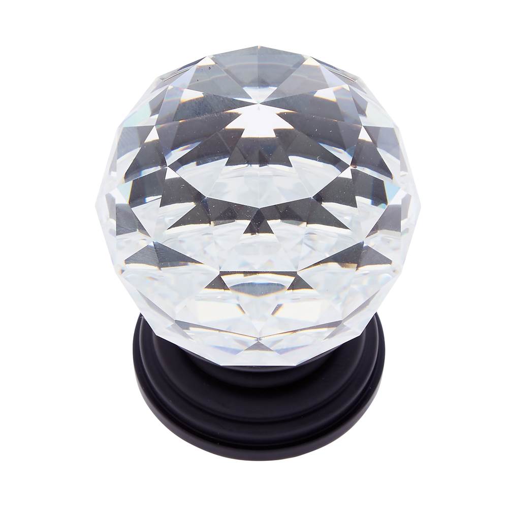 JVJ Hardware - Pure Elegance Collection Oil Rubbed Bronze Finish 50 mm (2'') Round Faceted 31 percent Leaded Crystal Knob - Oil Rubbed Bronze