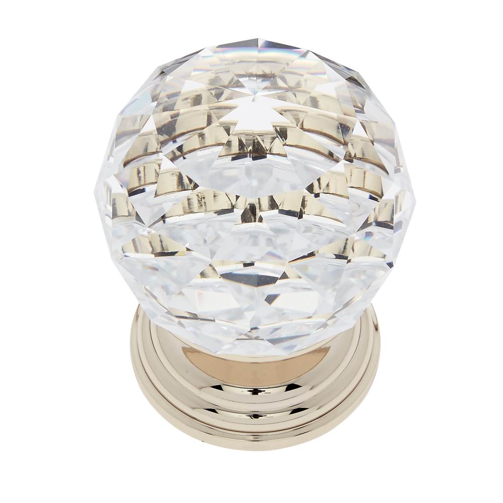 JVJ Hardware - Pure Elegance Collection 24K Gold Plated Finish 50 mm (2'') Round Faceted 31 percent Leaded Crystal Knob, Composition Leaded Crystal and Solid Brass - 24k Gold