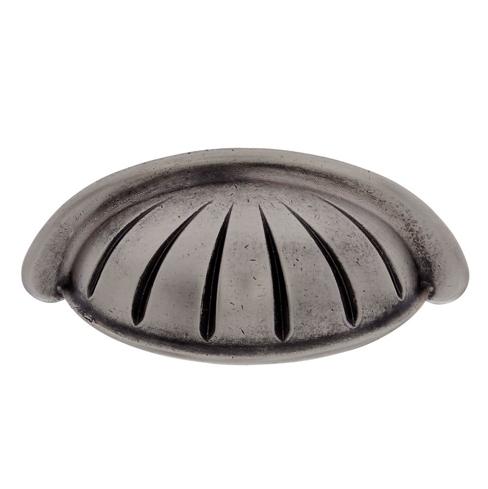 JVJ Hardware - Bedrock Collection Rustic Nickel Finish 3'' c/c Scalloped Cup Pull, Composition Zamac - Rustic Nickel