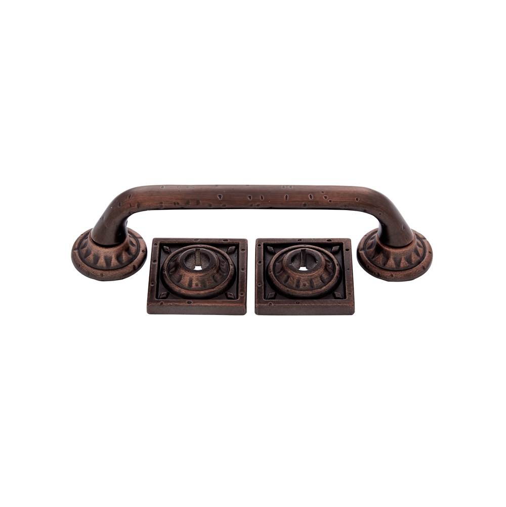 JVJ Hardware - Pompeii Collection Old World Bronze Finish 96 mm Pitted Pull with Round and Square Back Plates, Composition Zamac - Old World Bronze