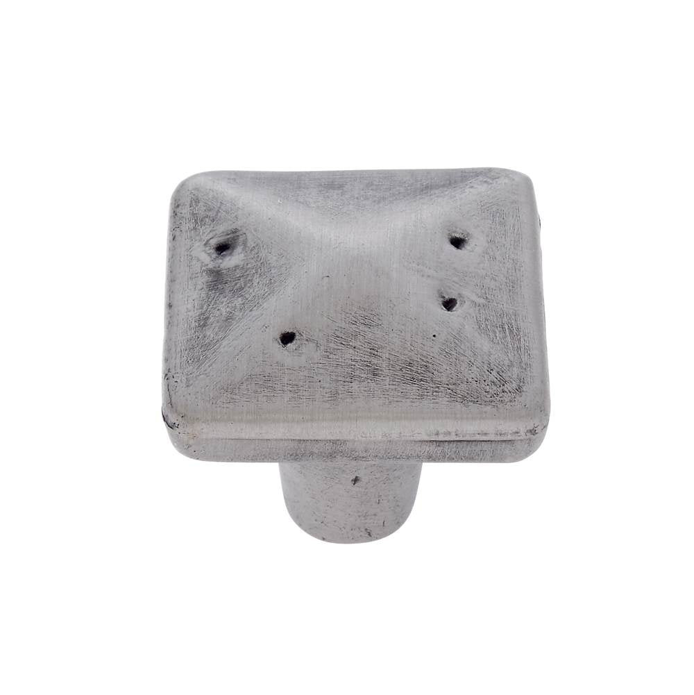 JVJ Hardware - Bedrock Collection Rustic Nickel Finish 1-1/4'' Rustic Square Knob, Composition Zamac - Rustic Nickel