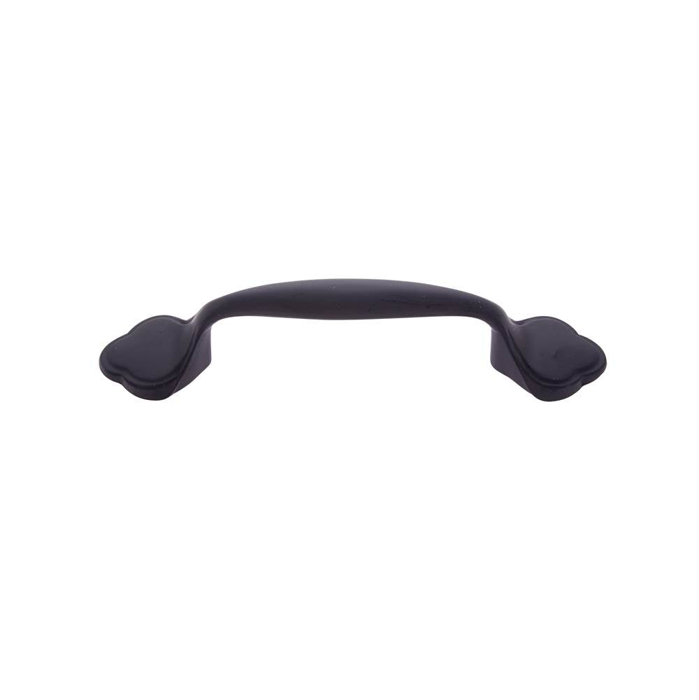JVJ Hardware - Vintage Collection Matte Black Finish 3'' c/c (4-3/4'') Wide Footed Pull 4-3/4'' OA, Composition Zamac - Matte Black