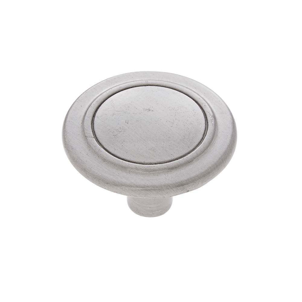 JVJ Hardware - Vintage Collection Satin Nickel Finish 1-1/4'' Ringed Knob, Composition Zamac - Satin Nickel
