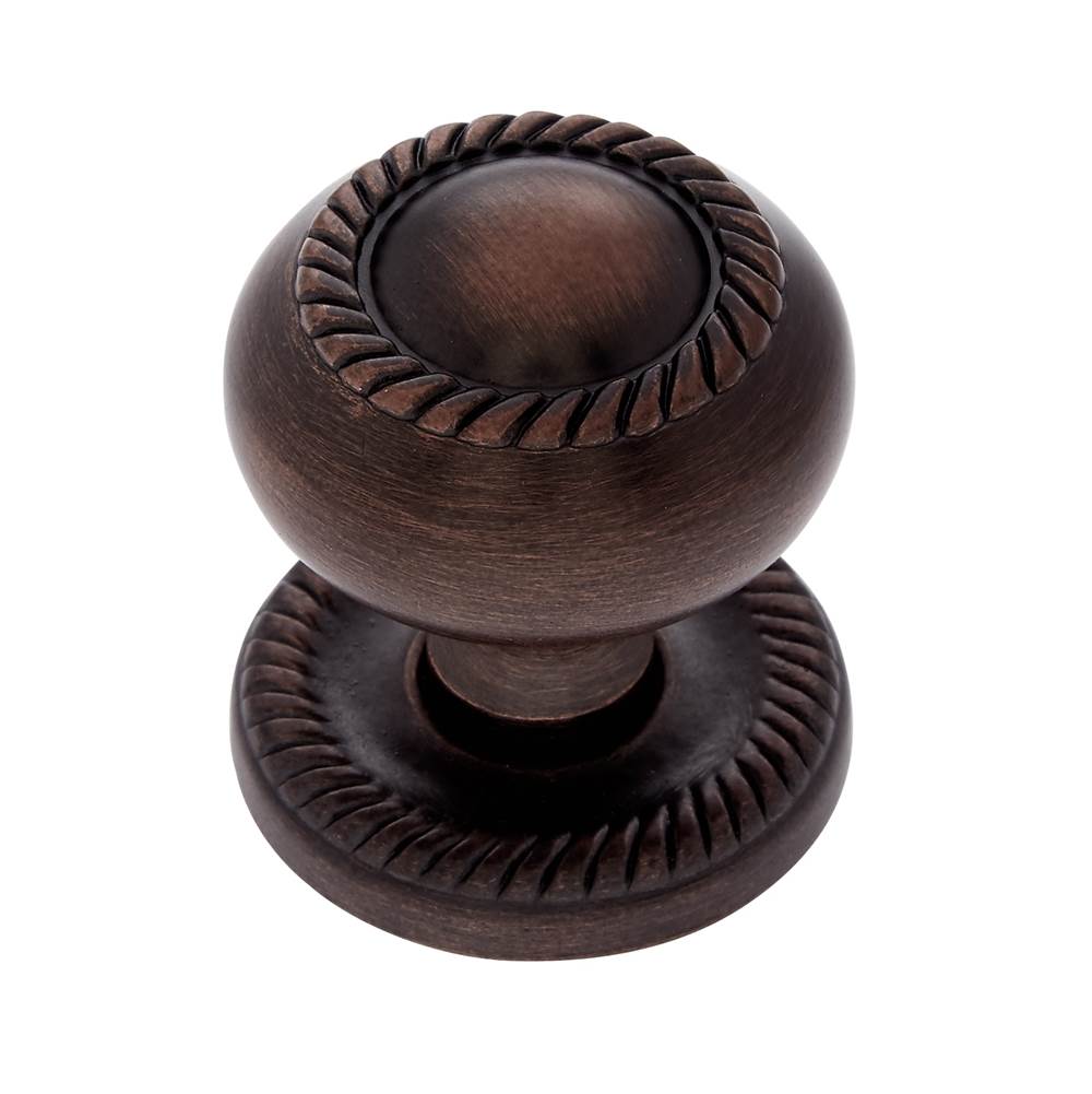 JVJ Hardware - Vintage Collection Old World Bronze Finish 1-1/4'' Rope Knob w/ Back Plate, Composition Zamac - Old World Bronze