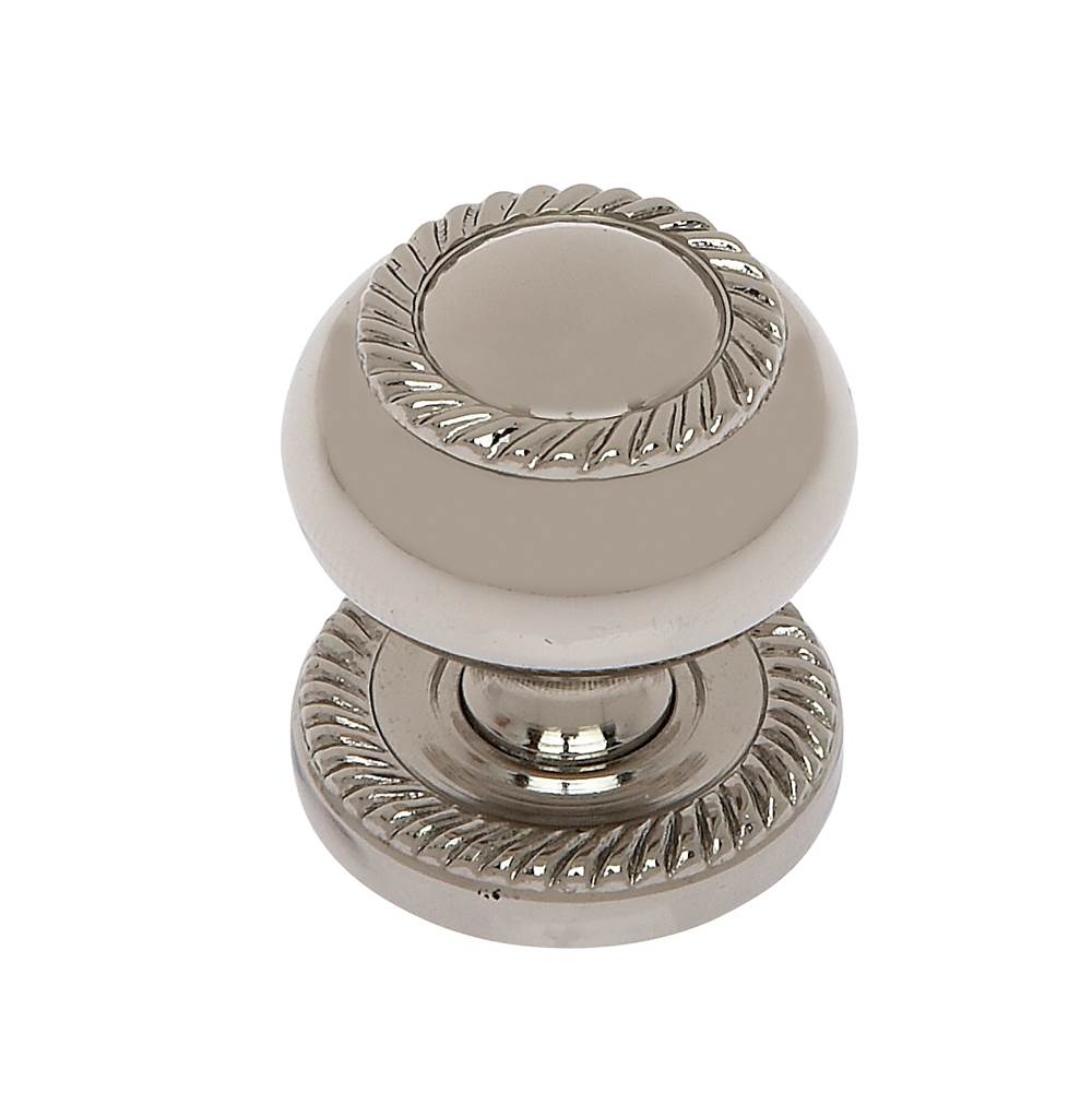 JVJ Hardware - Vintage Collection Polished Nickel Finish 1-1/4'' Rope Knob w/Back Plate, Composition Zamac - Polished Nickel
