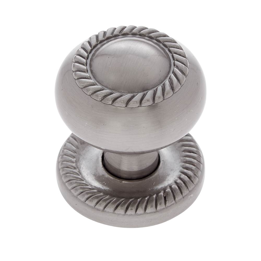 JVJ Hardware - Vintage Collection Satin Nickel Finish 1-1/4'' Rope Knob w/Back Plate, Composition Zamac - Satin Nickel