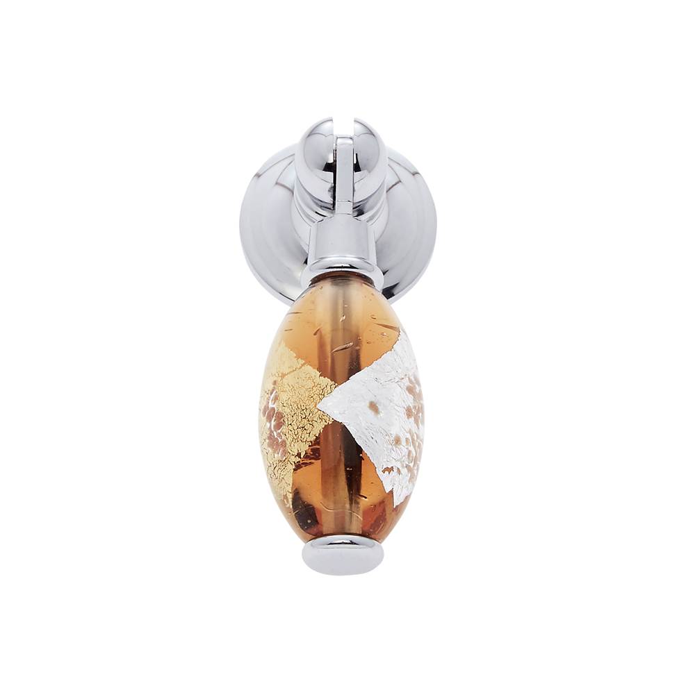 JVJ Hardware - Murano Collection Polished Chrome Finish 30 mm Orange w/Gold and Silver Pendant Drop Pull, Composition Glass and Solid Brass - Polished Chrome