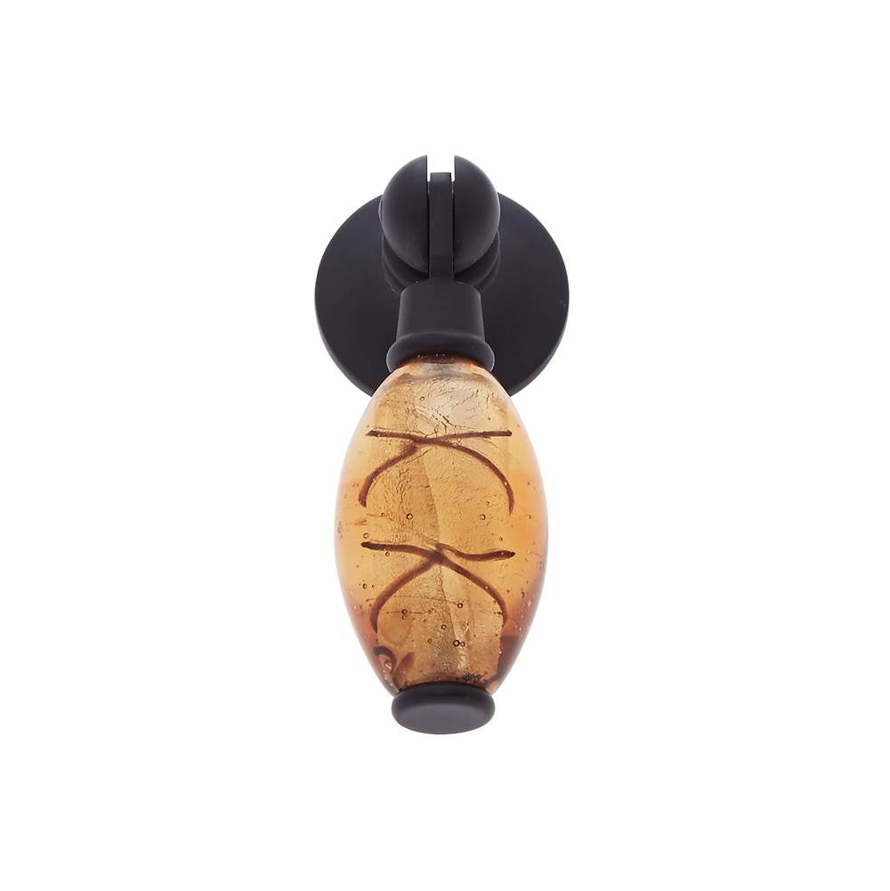 JVJ Hardware - Murano Collection Oil Rubbed Bronze Finish 30 mm Gold w/Black Stripes Pendant Drop Pull, Composition Glass and Solid Brass - Oil Rubbed Bronze