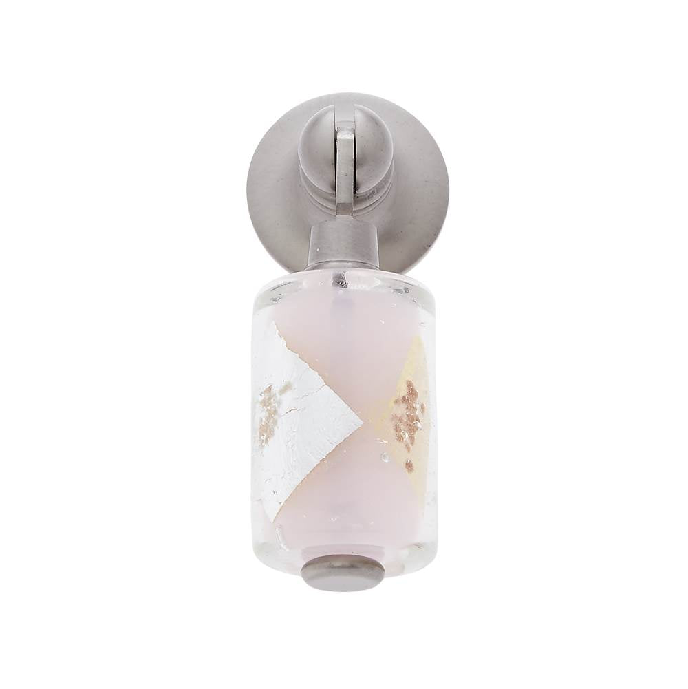 JVJ Hardware - Murano Collection Satin Nickel Finish 30 mm Opaque w/Gold and Silver Pendant Drop Pull, Composition Glass and Solid Brass - Satin Nickel