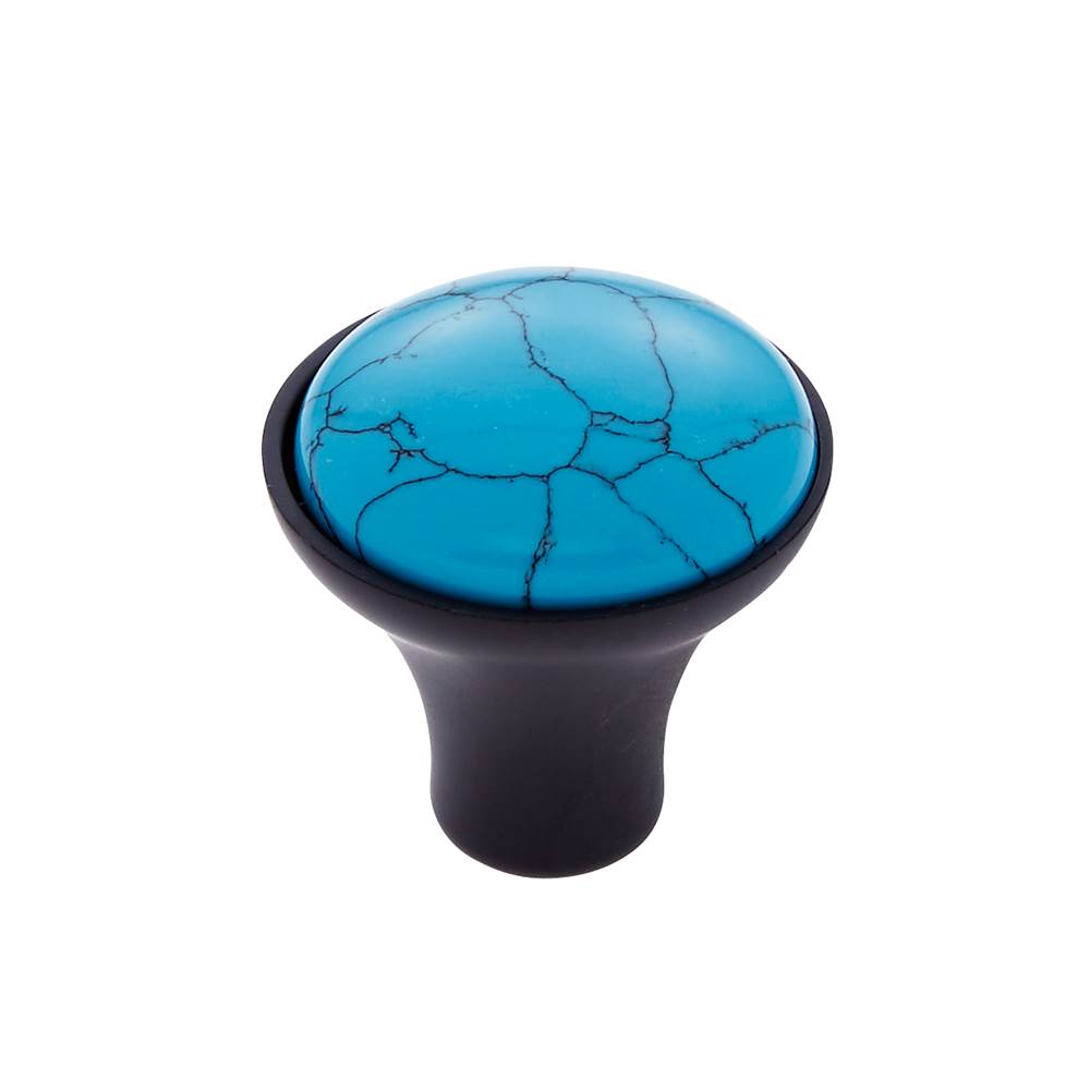 JVJ Hardware - Murano Collection Oil Rubbed Bronze Finish 30 mm Turquoise Knob, Composition Turquoise and Solid Brass - Oil Rubbed Bronze