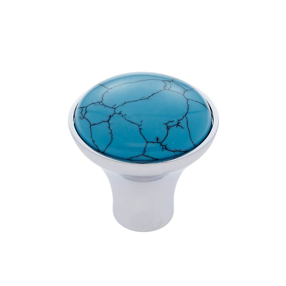 JVJ Hardware - Murano Collection Polished Chrome Finish 30 mm Turquoise Knob, Composition Turquoise and Solid Brass - Polished Chrome