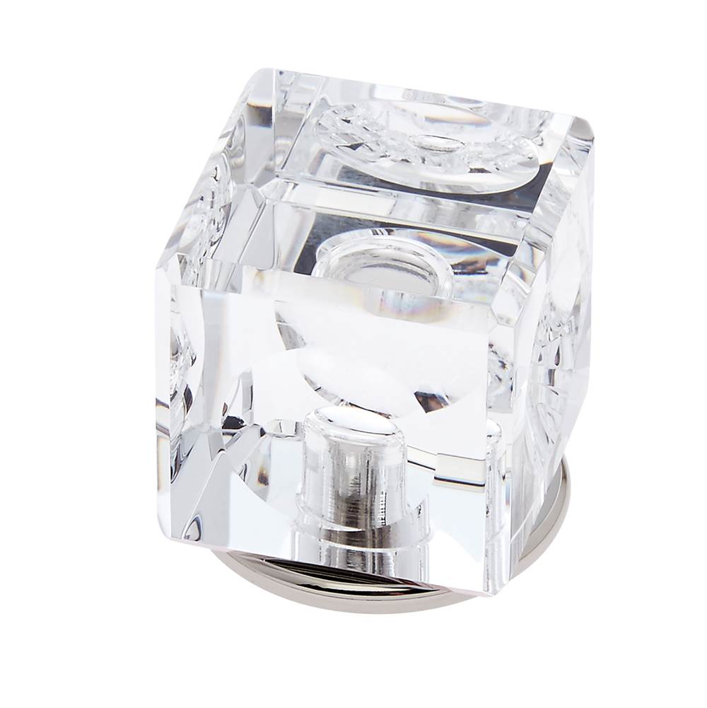 JVJ Hardware - Pure Elegance Collection Polished Nickel Finish 31 percent Leaded 30 mm Crystal Square Knob, Composition Leaded Crystal and Solid Brass - Polished Nickel
