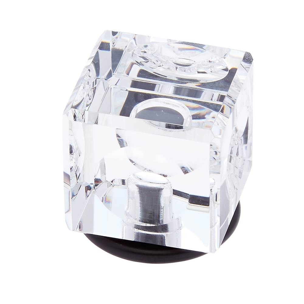 JVJ Hardware - Pure Elegance Collection Oil Rubbed Bronze Finish 31 percent Leaded 30 mm Crystal Square Knob, Composition Leaded Crystal and Solid Brass - Oil Rubbed Bronze