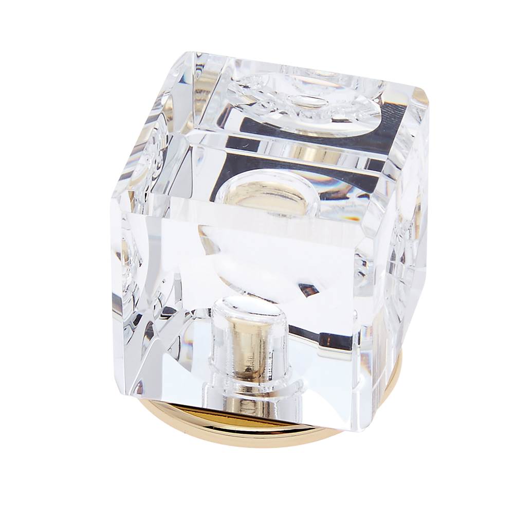 JVJ Hardware - Pure Elegance Collection 24K Gold Plated Finish 31 percent Leaded 30 mm Crystal Square Knob, Composition Leaded Crystal and Solid Brass - 24k Gold