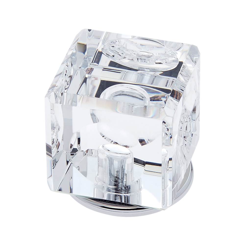 JVJ Hardware - Pure Elegance Collection Polished Chrome Finish 31 percent Leaded 30 mm Crystal Square Knob, Composition Leaded Crystal and Solid Brass - Polished Chrome
