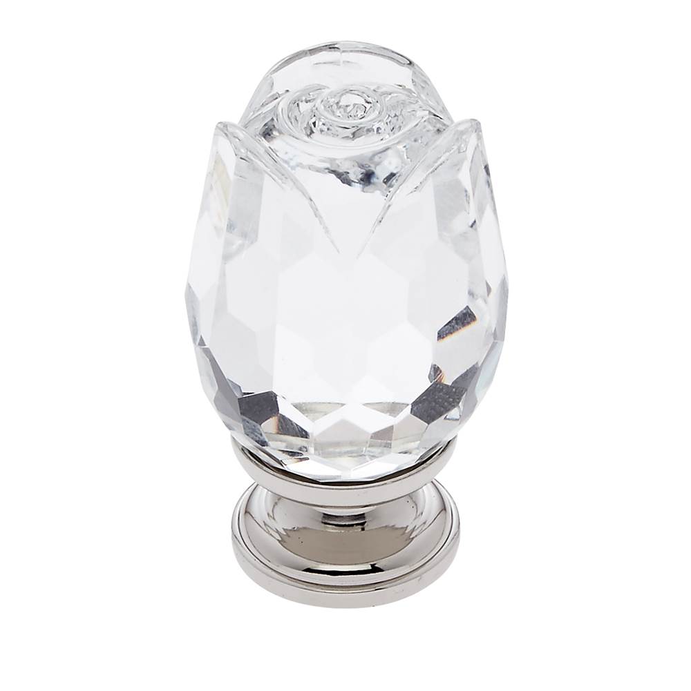 JVJ Hardware - Pure Elegance Collection Polished Nickel Finish 31 percent Leaded Crystal 30 mm Rose Knob, Composition Leaded Crystal and Solid Brass - Polished Nickel