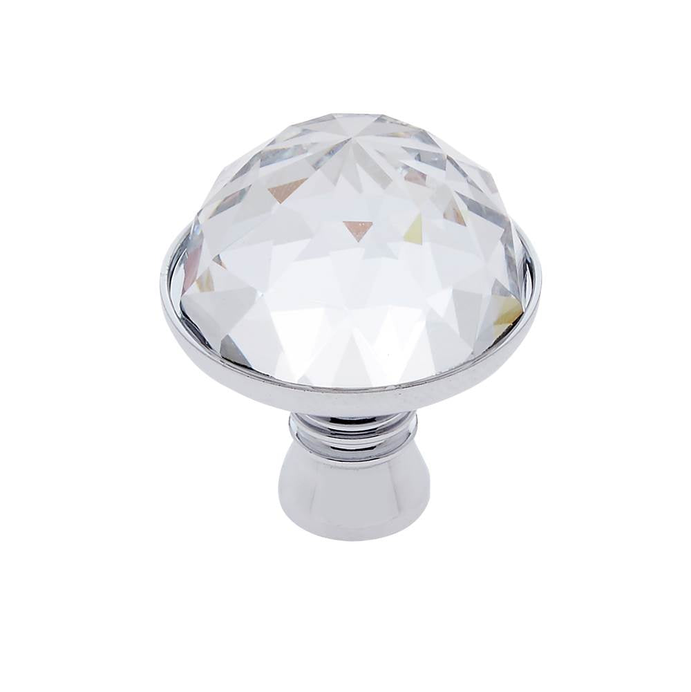 JVJ Hardware - Pure Elegance Collection Polished Chrome Finish 31 percent Leaded Crystal 30 mm Half-European Cut Knob, Composition Leaded Crystal and Solid Brass - Polished Chrome