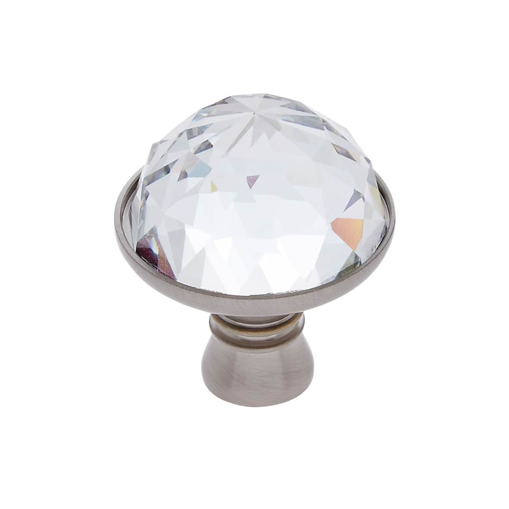 JVJ Hardware - Pure Elegance Collection Satin Nickel Finish 31 percent Leaded Crystal 30 mm Half-European Cut Knob, Composition Leaded Crystal and Solid Brass - Satin Nickel
