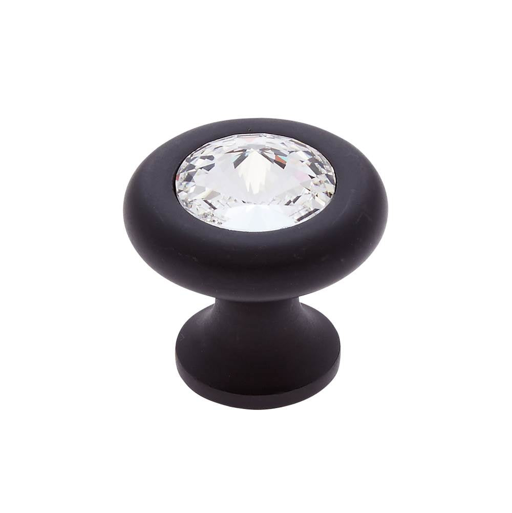 JVJ Hardware - Pure Elegance Collection Oil Rubbed Bronze Finish 31 percent Leaded Crystal 30 mm Halfiamond Cut Knob, Composition Leaded Crystal and Solid Brass - Oil Rubbed Bronze