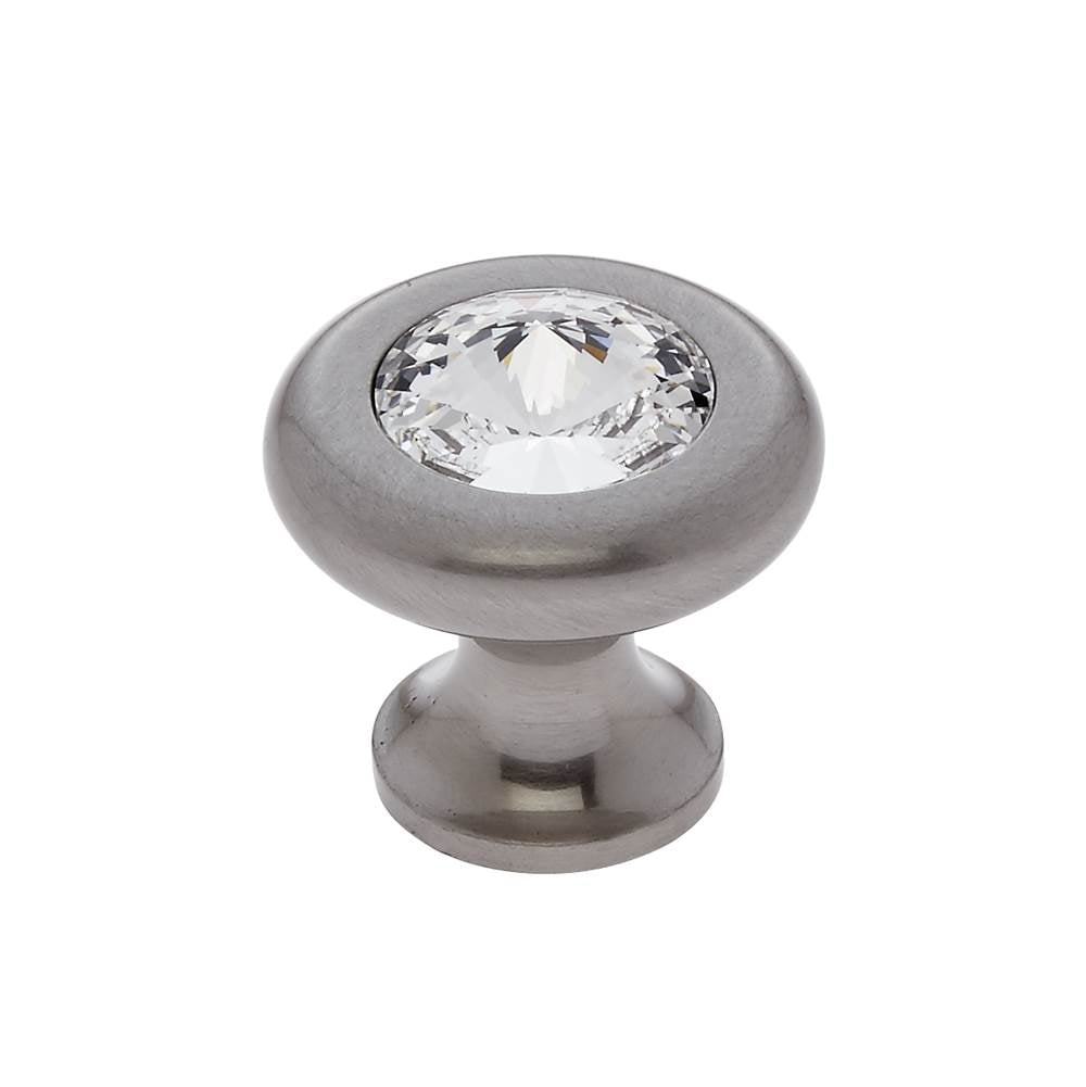 JVJ Hardware - Pure Elegance Collection Satin Nickel Finish 31 percent Leaded Crystal 30 mm Halfiamond Cut Knob, Composition Leaded Crystal and Solid Brass - Satin Nickel
