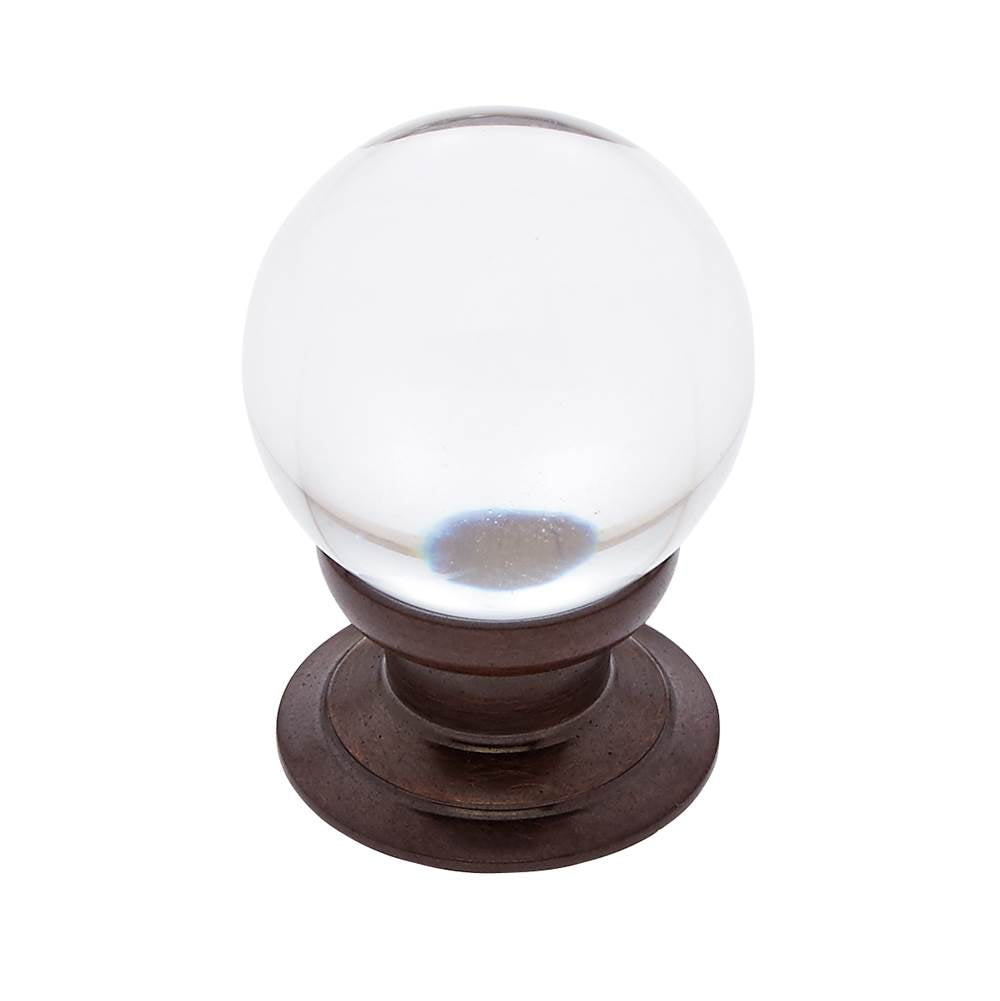 JVJ Hardware - Pure Elegance Collection Old World Bronze Finish 31 percent Leaded Crystal 30 mm Smooth Round Knob, Composition Leaded Crystal and Solid Brass - Old World Bronze