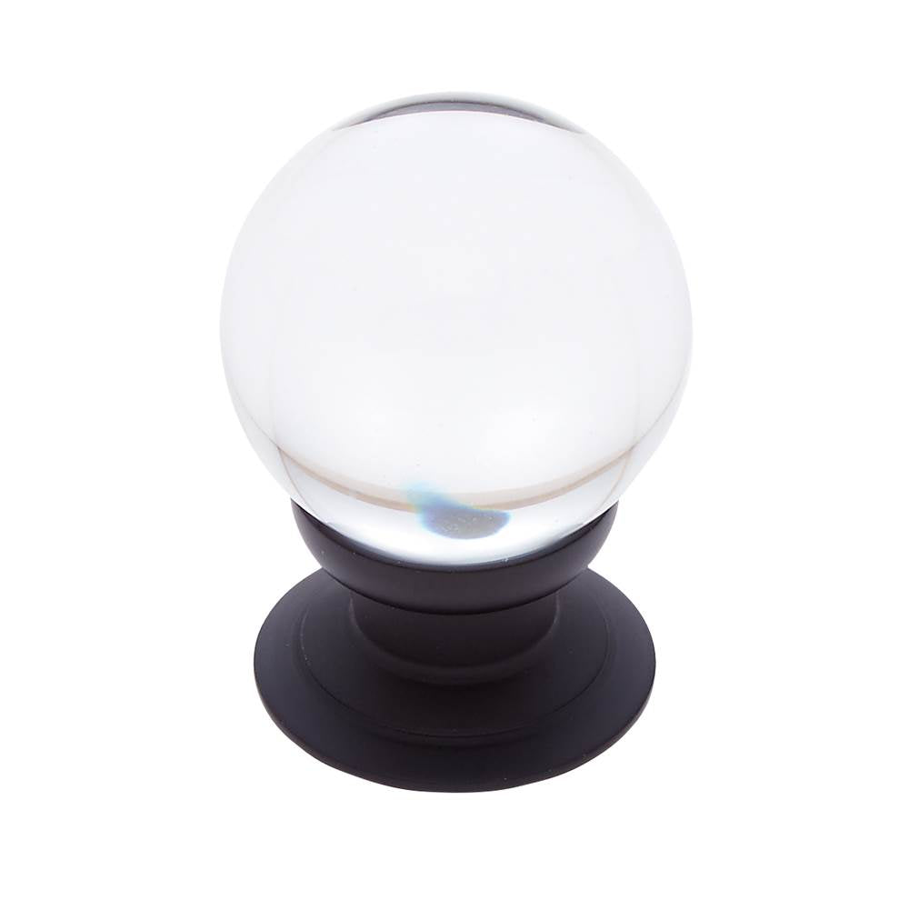 JVJ Hardware - Pure Elegance Collection Oil Rubbed Bronze Finish 31 percent Leaded Crystal 30 mm Smooth Round Cut Knob, Composition Leaded Crystal and Solid Brass - Oil Rubbed Bronze