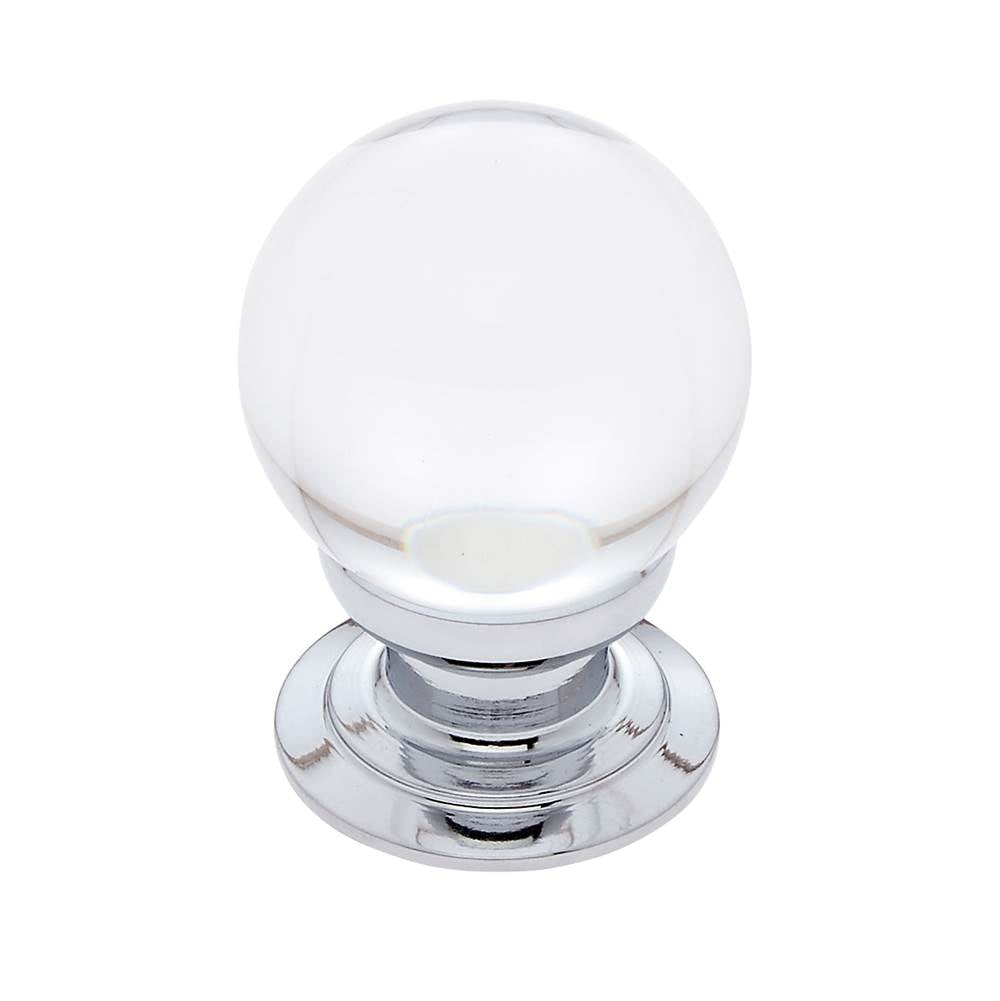JVJ Hardware - Pure Elegance Collection Polished Chrome Finish 31 percent Leaded Crystal 30 mm Smooth Round Knob, Composition Leaded Crystal and Solid Brass - Polished Chrome