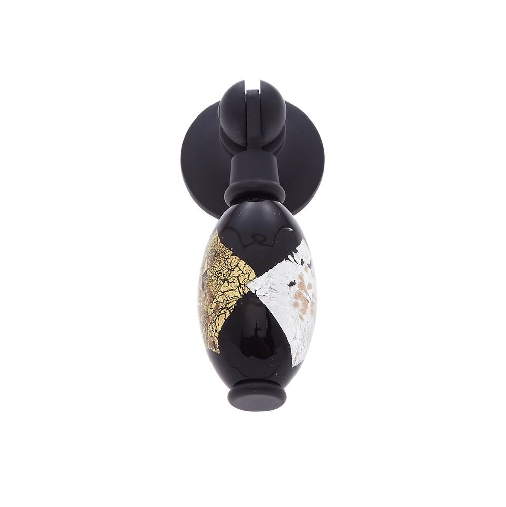 JVJ Hardware - Murano Collection Oil Rubbed Bronze Finish 30 mm Gold w/Silver and Black Drop Pendant Pull, Composition Glass and Solid Brass and Solid Brass - Oil Rubbed Bronze
