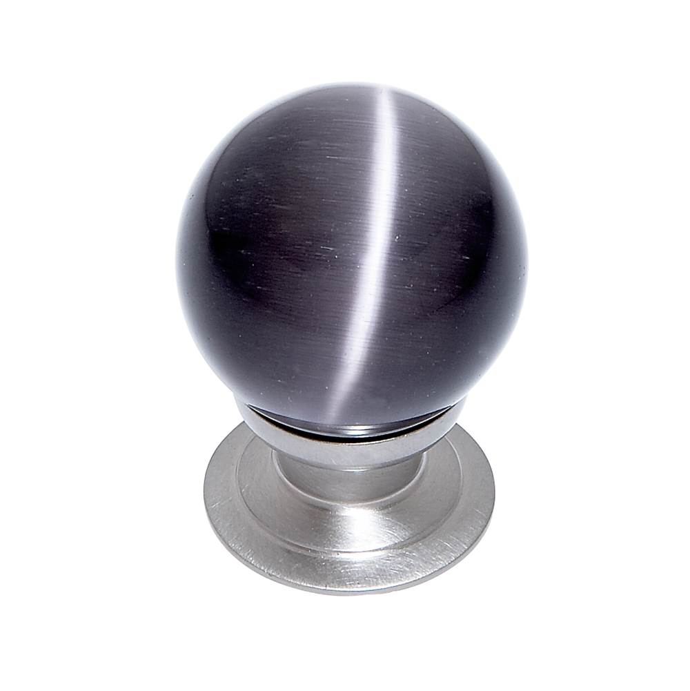 JVJ Hardware - Cat''s Eye Collection Satin Nickel Finish Cat''s Eye Glass Grey 30 mm Smooth Knob, Composition Glass and Solid Brass - Satin Nickel