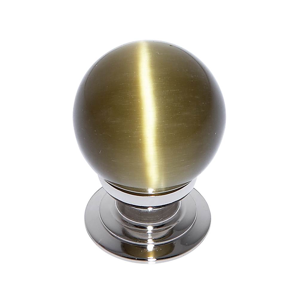 JVJ Hardware - Cat''s Eye Collection Polished Nickel Finish Cat''s Eye Glass Amber 30 mm Smooth Knob, Composition Glass and Solid Brass - Polished Nickel