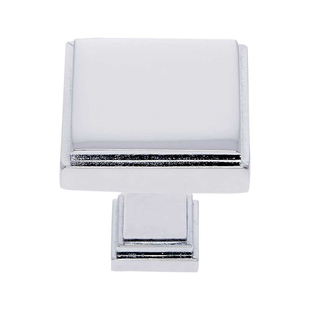JVJ Hardware - Marquee Collection Polished Chrome Finish 1-1/4'' Square Transitional Knob, Composition Zamac - Polished Chrome