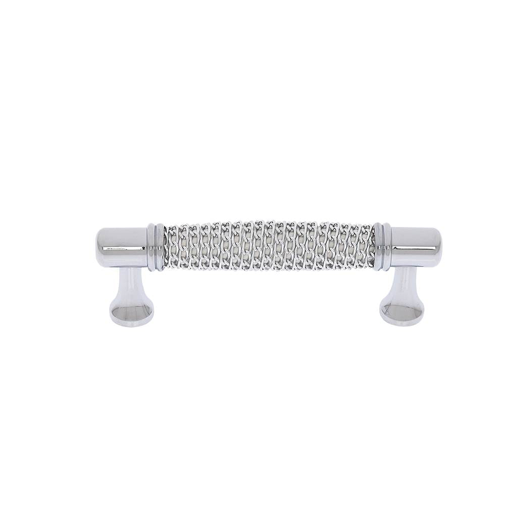 JVJ Hardware - Medieval Collection Polished Chrome Finish 96 mm c/c Chrome Chain Maille Pull, Composition Aluminum/Solid Brass - Polished Chrome