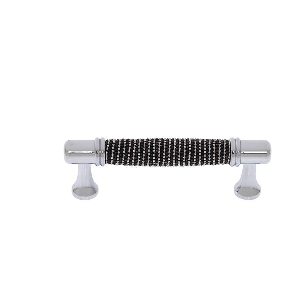 JVJ Hardware - Medieval Collection Polished Chrome Finish 96 mm c/c Black and Chrome Beaded Pull, Composition Steel/Solid Brass - Polished Chrome