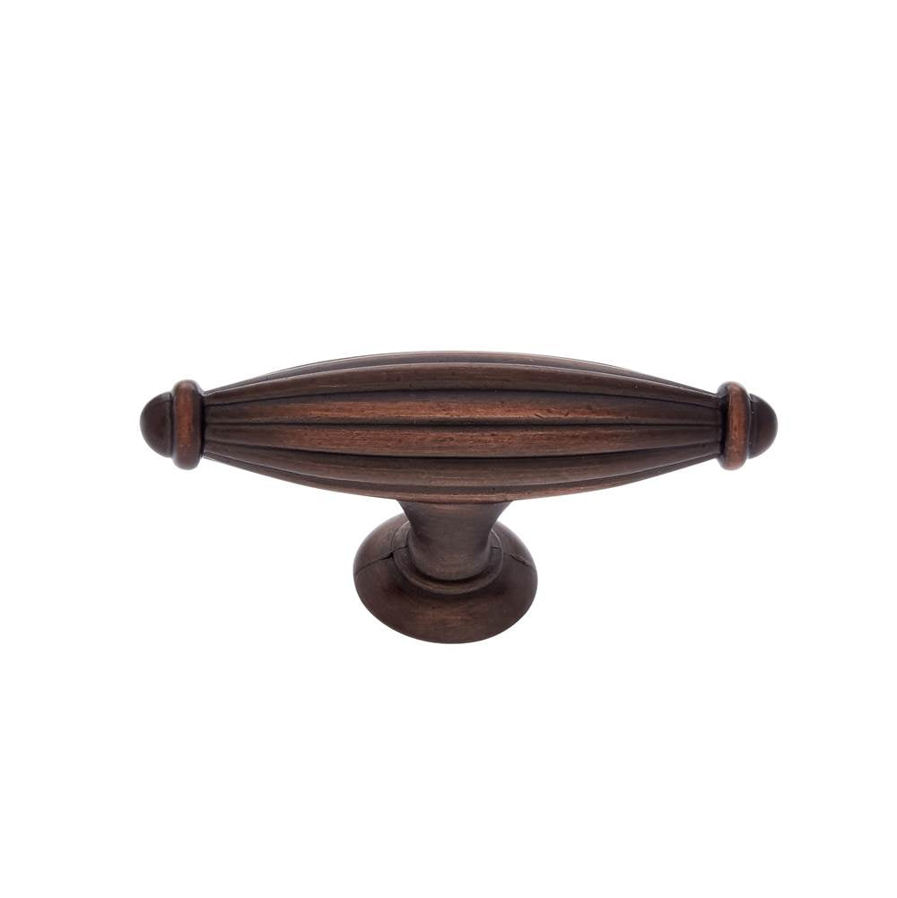 JVJ Hardware - Classic Collection Old World Bronze Finish 2-1/2'' Oblong Fluted Knob, Composition Zamac - Old World Bronze