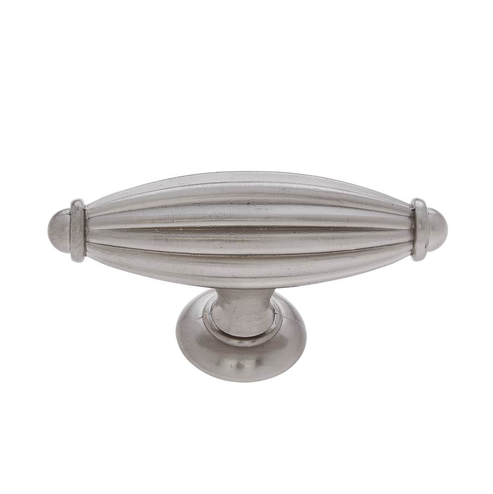 JVJ Hardware - Classic Collection Satin Nickel Finish 2-3/4'' Oblong Fluted Knob, Composition Zamac - Satin Nickel