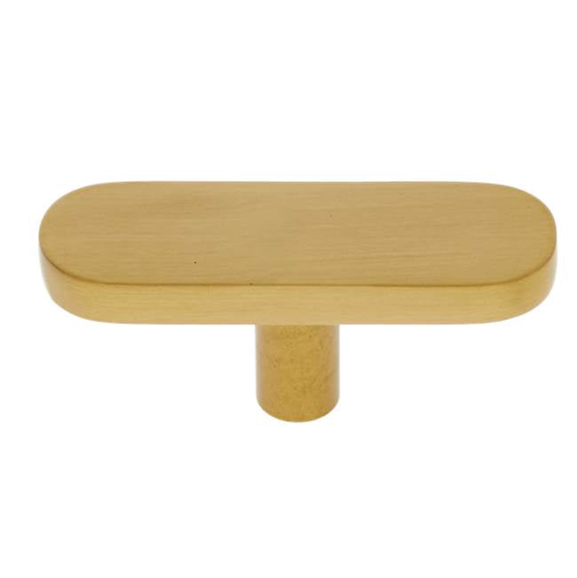 JVJ Hardware - Plateau Collection Satin Brass Finish 50 mm Flat Oval Pull, Composition Solid Brass - Satin Brass