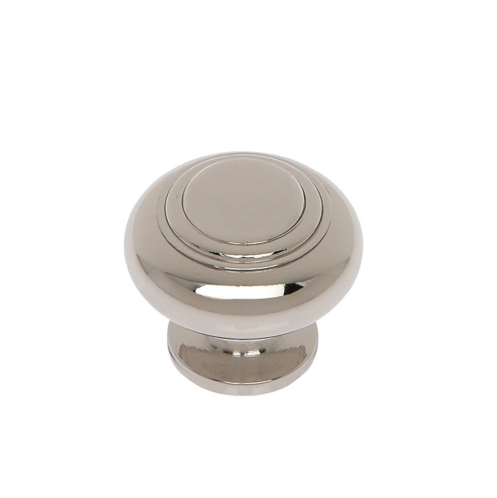 JVJ Hardware - Classic Collection Polished Nickel Finish 1-1/8'' Ringed Dome Knob, Composition Zamac - Polished Nickel