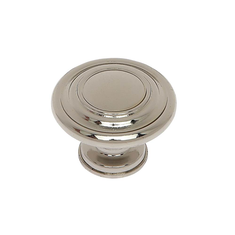 JVJ Hardware - Vintage Collection Polished Nickel Finish 1-1/4'' Ringed Knob, Composition Zamac - Polished Nickel