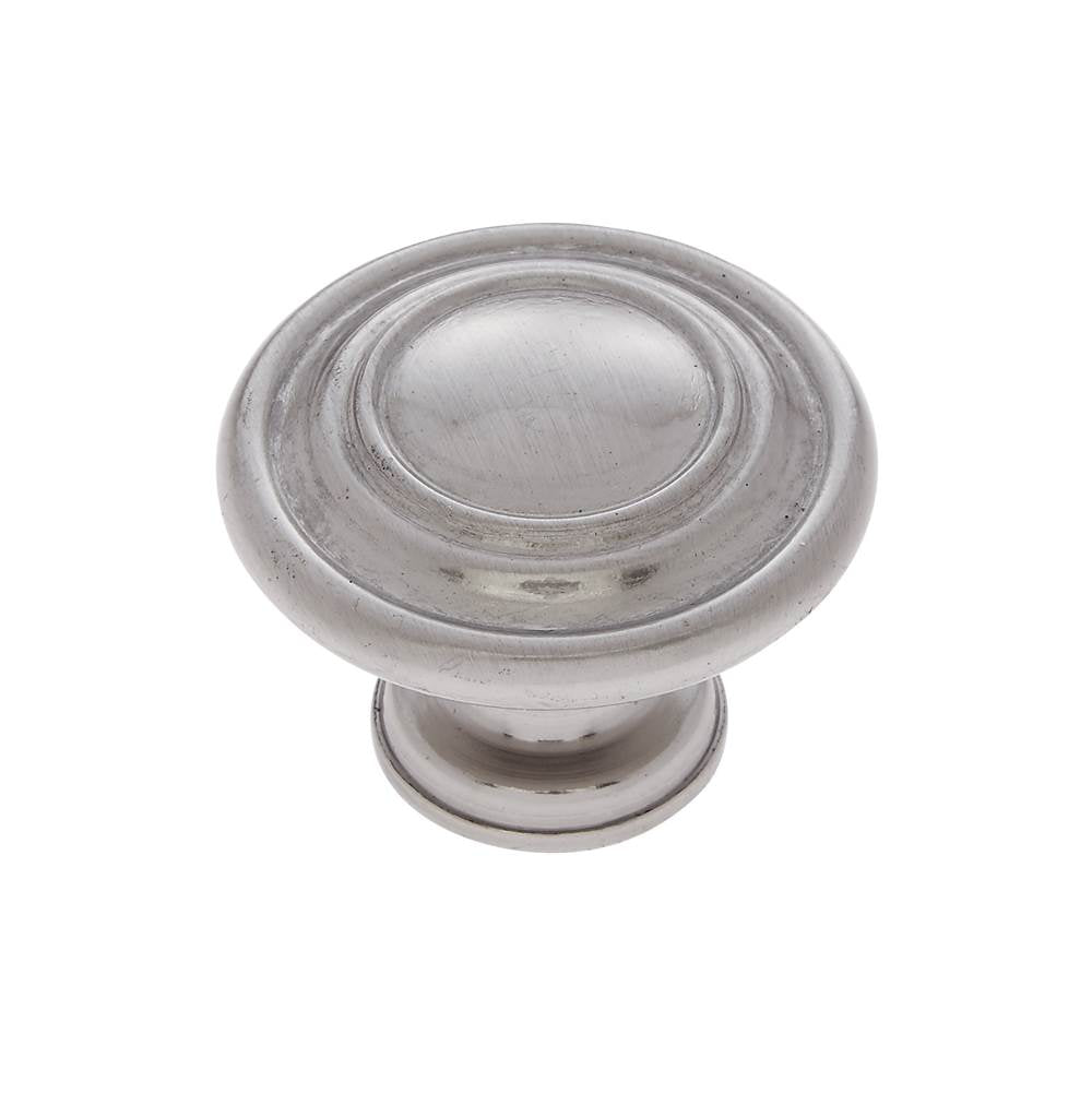 JVJ Hardware - Vintage Collection Satin Nickel Finish 1-1/4'' Ringed Knob, Composition Zamac - Satin Nickel