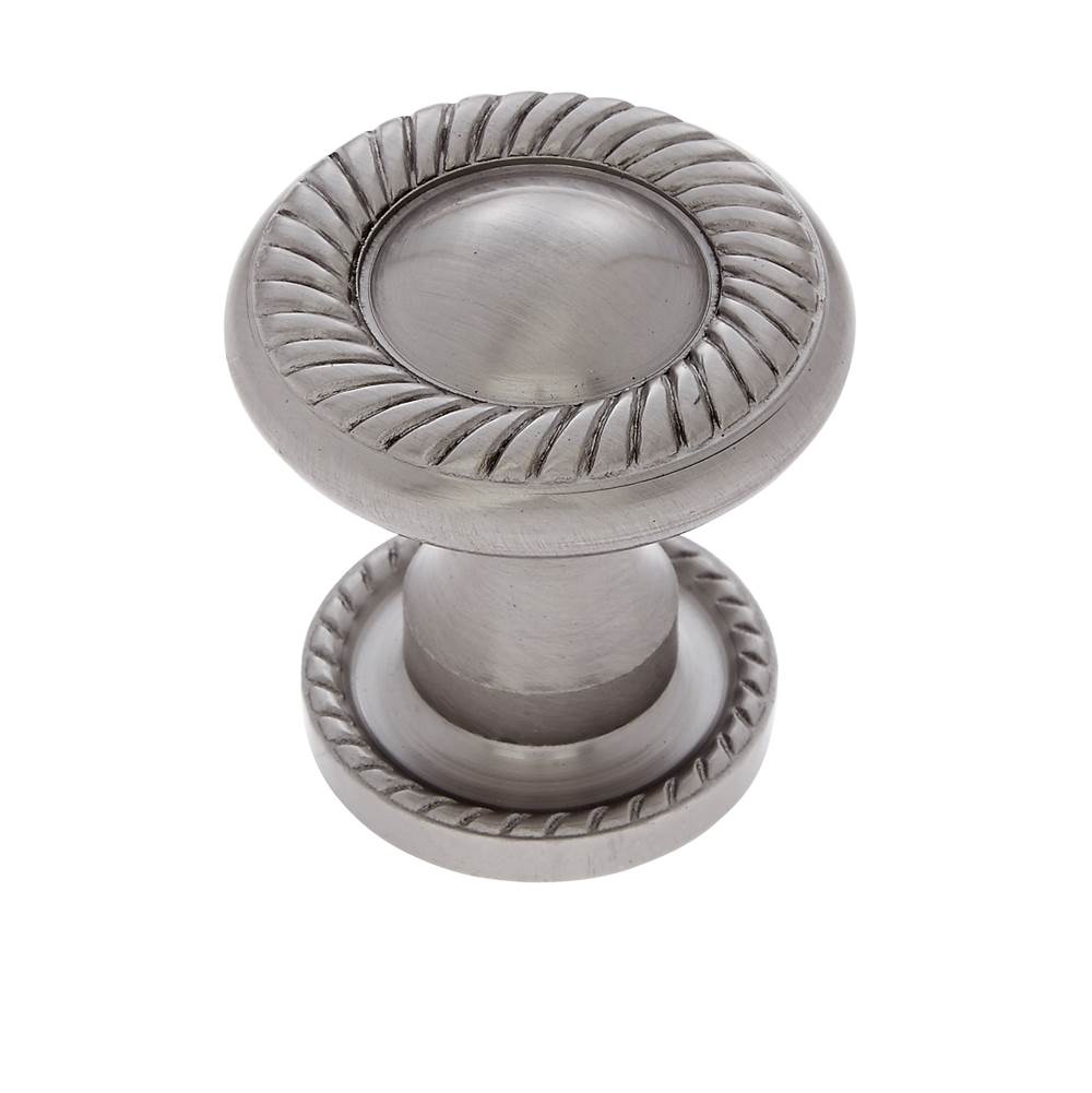 JVJ Hardware - Classic Collection Satin Nickel Finish 31 mm Rope Knob w/Back Plate, Composition Solid Brass - Satin Nickel