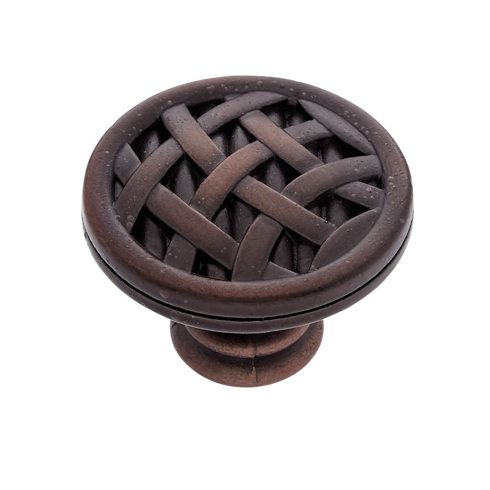 JVJ Hardware - Vintage Collection Old World Bronze Finish 1-1/2'' Crisscross Knob , Composition Zamac - Old World Bronze