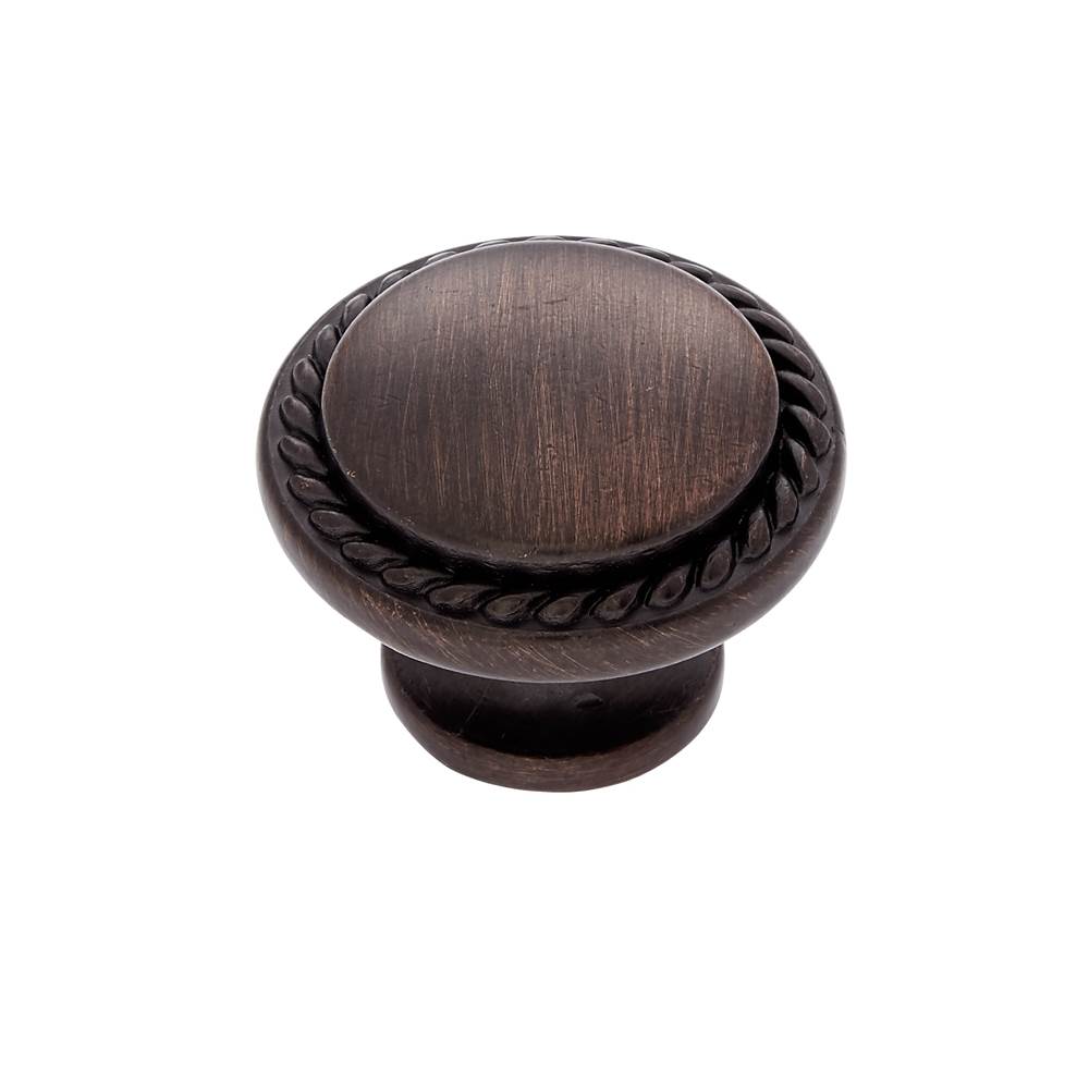 JVJ Hardware - Vintage Collection Old World Bronze Finish Rope-Edged Knob 1-1/4'', Composition Zamac - Old World Bronze