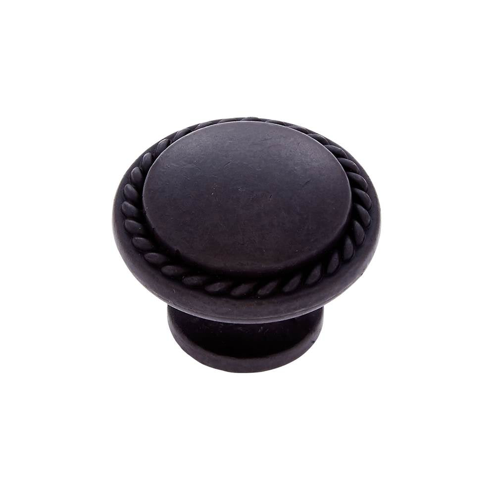 JVJ Hardware - Vintage Collection Oil Rubbed Bronze Finish Rope-Edged Knob 1-1/4'', Composition Zamac - Oil Rubbed Bronze