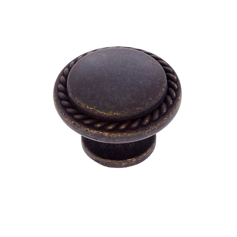 JVJ Hardware - Lone Star Collection Rust Finish Rope-Edged Knob 1-1/4'', Composition Zamac - Iron