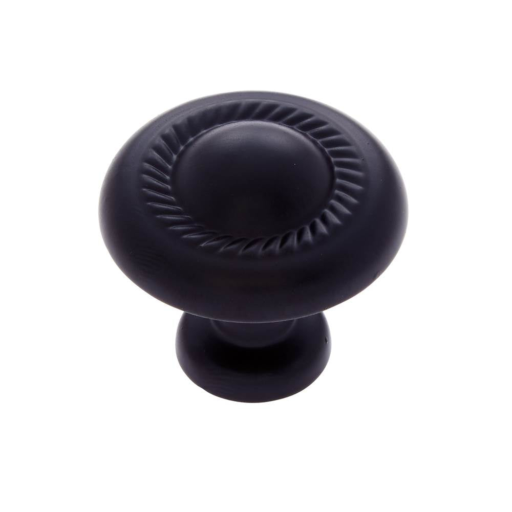 JVJ Hardware - Vintage Collection Matte Black Finish 1-1/4'' Rope Knob, Composition Zamac - Matte Black