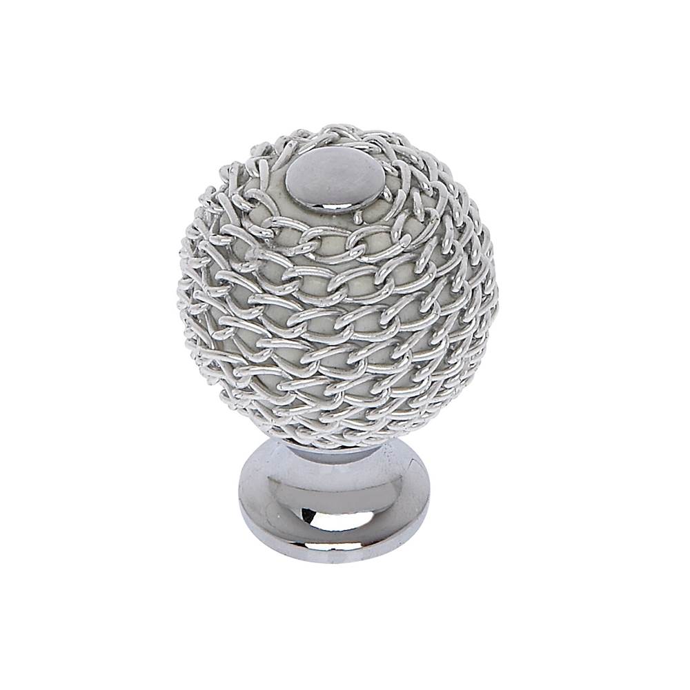 JVJ Hardware - Medieval Collection Polished Chrome Finish 28mm Chrome Chain Maille Knob, Composition Aluminum/Solid Brass - Polished Chrome