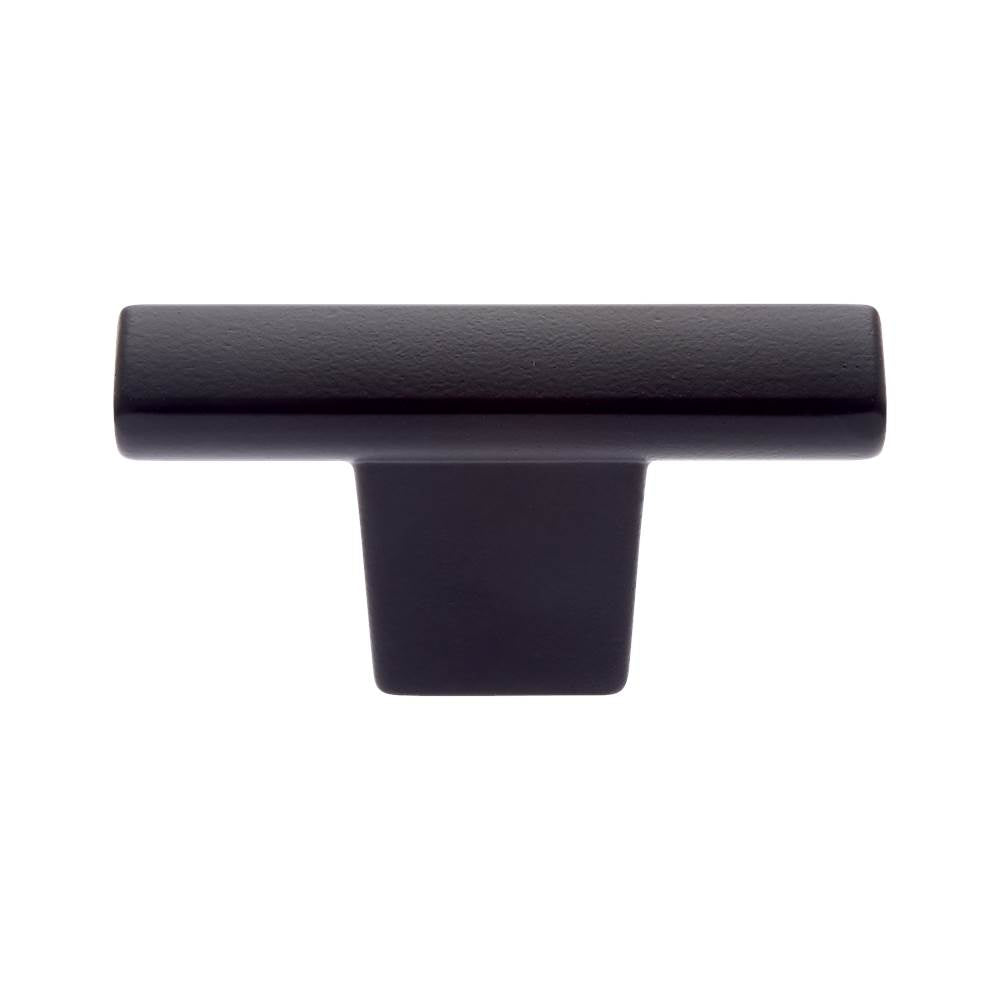 JVJ Hardware - Minimalista Collection Matte Black Finish 52 mm X 12 mm Squared ''T'' Knob, Composition Zamac - Matte Black
