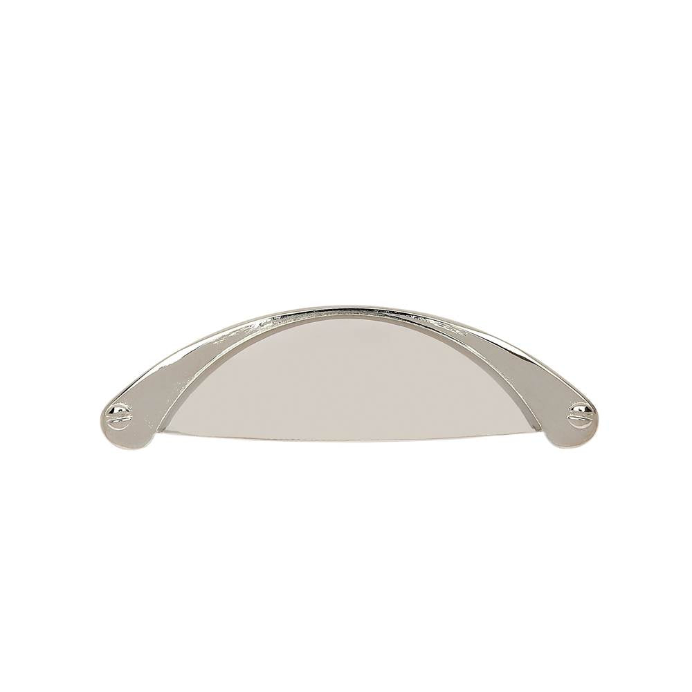 JVJ Hardware - Vintage Collection Polished Nickel Finish Zinc 3'' c/c Cup Pull w/Screws, Composition Zamac - Polished Nickel