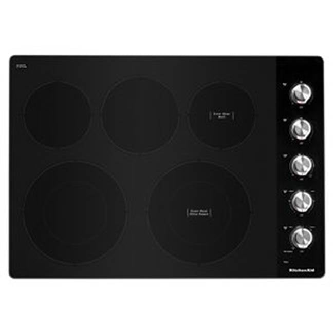 Kitchen Aid - 30'' Ceramic Glass, 5 Elements, 12/9'' Dual, 10/6'' Dual, 8'', 2-6'', Die Cast Metal Knob Controls - Stainless Steel