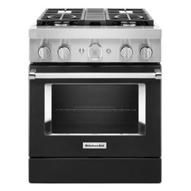 Kitchen Aid - 30'' Dual Fuel Commercial Style Range - Imperial Black